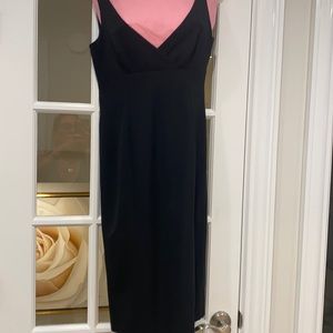 Ralph Lauren Black Wool Vneck straight dress sleeveless size 8